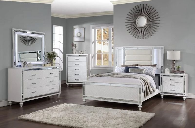 Available White LED King Bed Online by Home Center Furniture