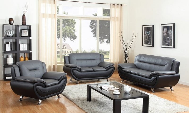 Grey Leather Modern Loveseat - Home Center Furniture