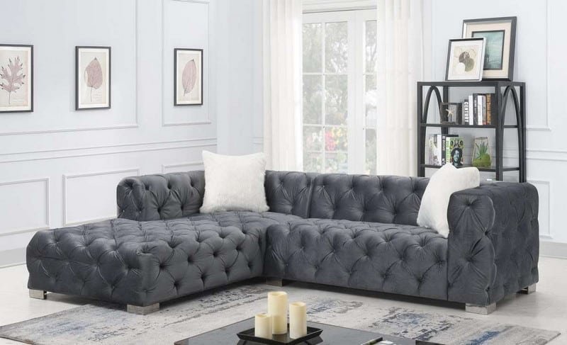 Grey Velvet Sectional by Furniture World - Home Center Furniture