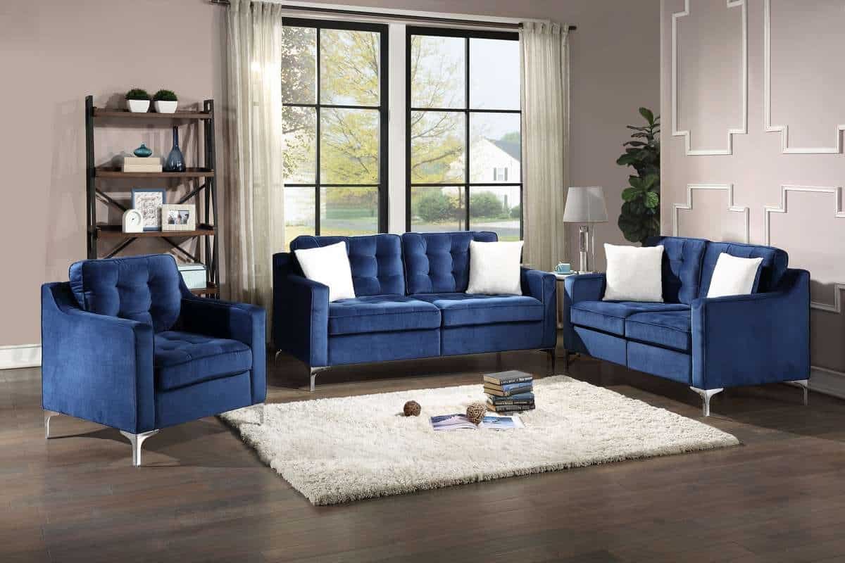 Blue Velvet Chair - Home Center Furniture